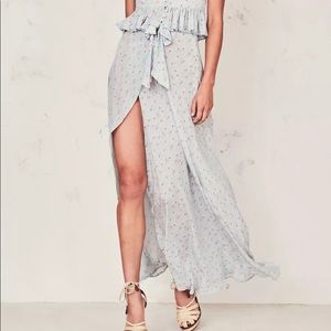 LoveShackFancy Jolene Silk Skirt in Blue Ribbon